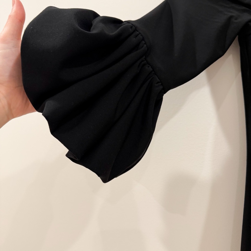 Off-Shoulder Bell Sleeve Jersey Evening Gown - Picture 8 of 13
